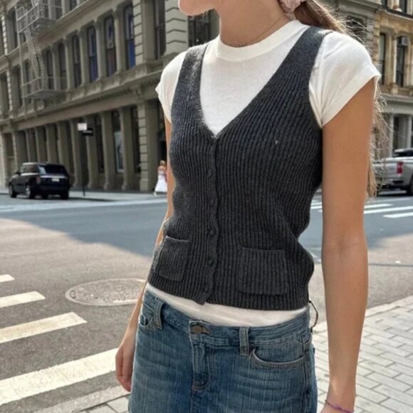 COPY - Brandy Melville Elizabeth Wool Button Vest - Picture 1 of 4